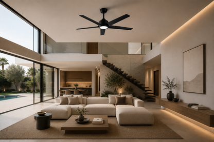 Misk Noir Mat 52” – Ventilateur plafond LED silencieux réversible