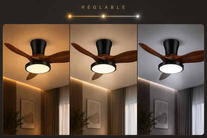 ALNassim Bois Foncé 32” – Ventilateur plafond LED silencieux réversible