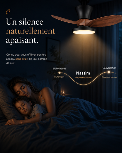 ALNassim Bois Foncé 32” – Ventilateur plafond LED silencieux réversible