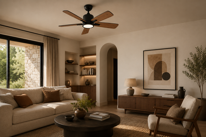 Saphyr Noir Bois 42” – Ventilateur plafond LED silencieux réversible