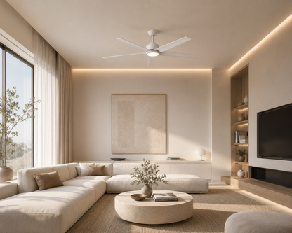 Misk White 52" – Ventilateur de plafond LED silencieux réversible