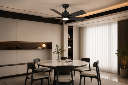Saphyr Noir Bois 42” – Ventilateur plafond LED silencieux réversible