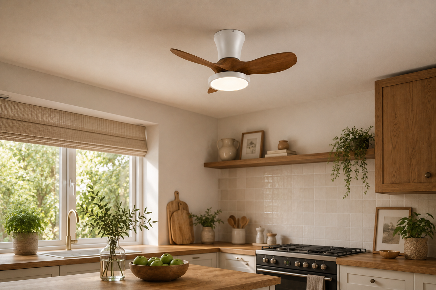 ALNassim  Bois Clair 32” – Ventilateur plafond LED silencieux réversible